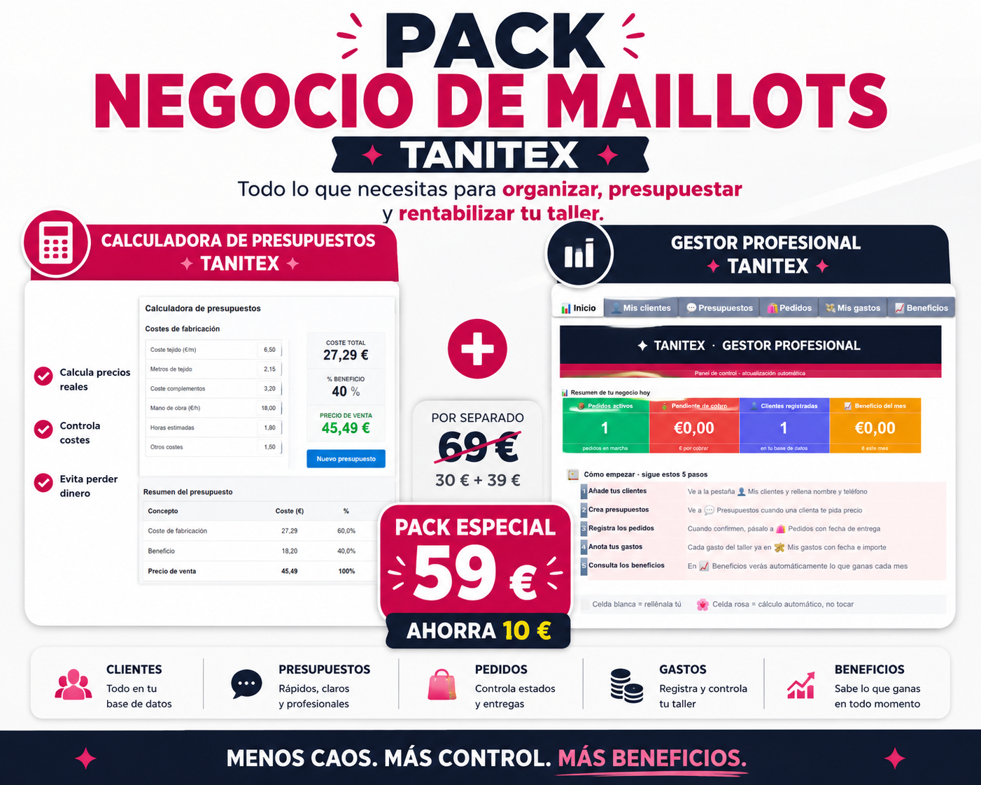 Pack Negocio de Maillots ( Calculadora + Gestor )