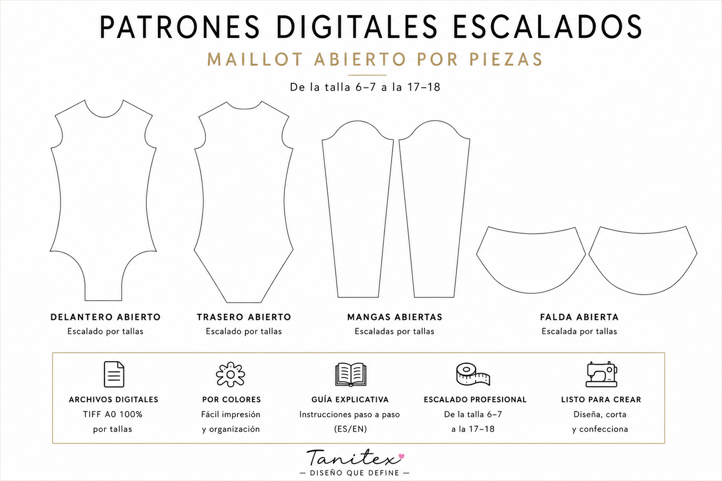 Kit Digital (PDF/TIFF) - Patronaje Base maillot gimnasia rítmica