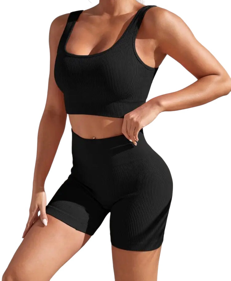 Black top and shorts set