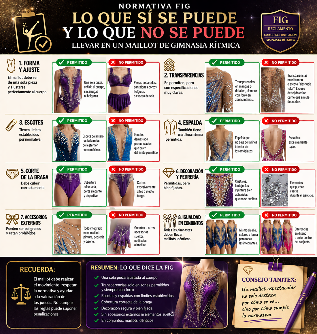 Normativa FIG: lo que sí y no se puede llevar en un maillot de gimnasia rítmica