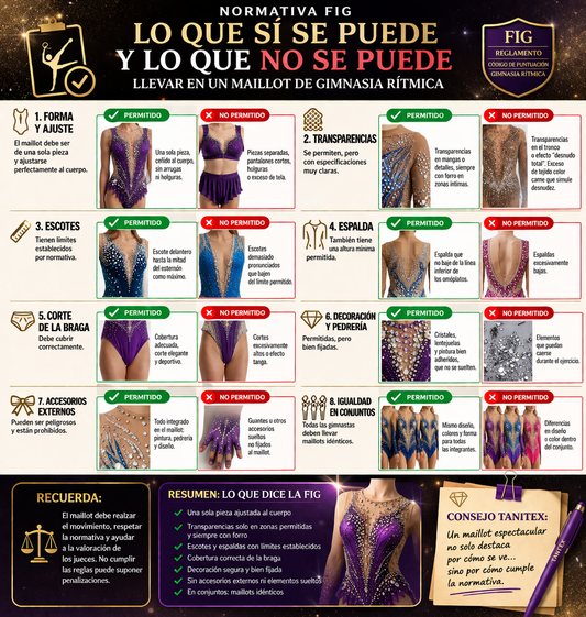 Normativa FIG: lo que sí y no se puede llevar en un maillot de gimnasia rítmica