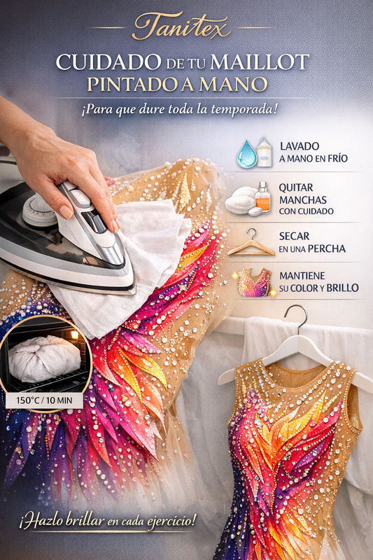 Cuidado del maillot de gimnasia rítmica pintado a mano - Tanitex