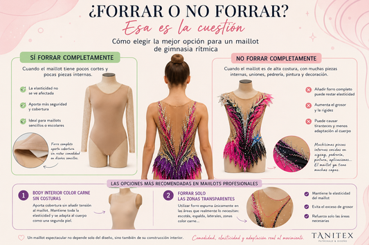Infografía: ¿Forrar o no forrar un maillot de gimnasia rítmica? Opciones y recomendaciones.