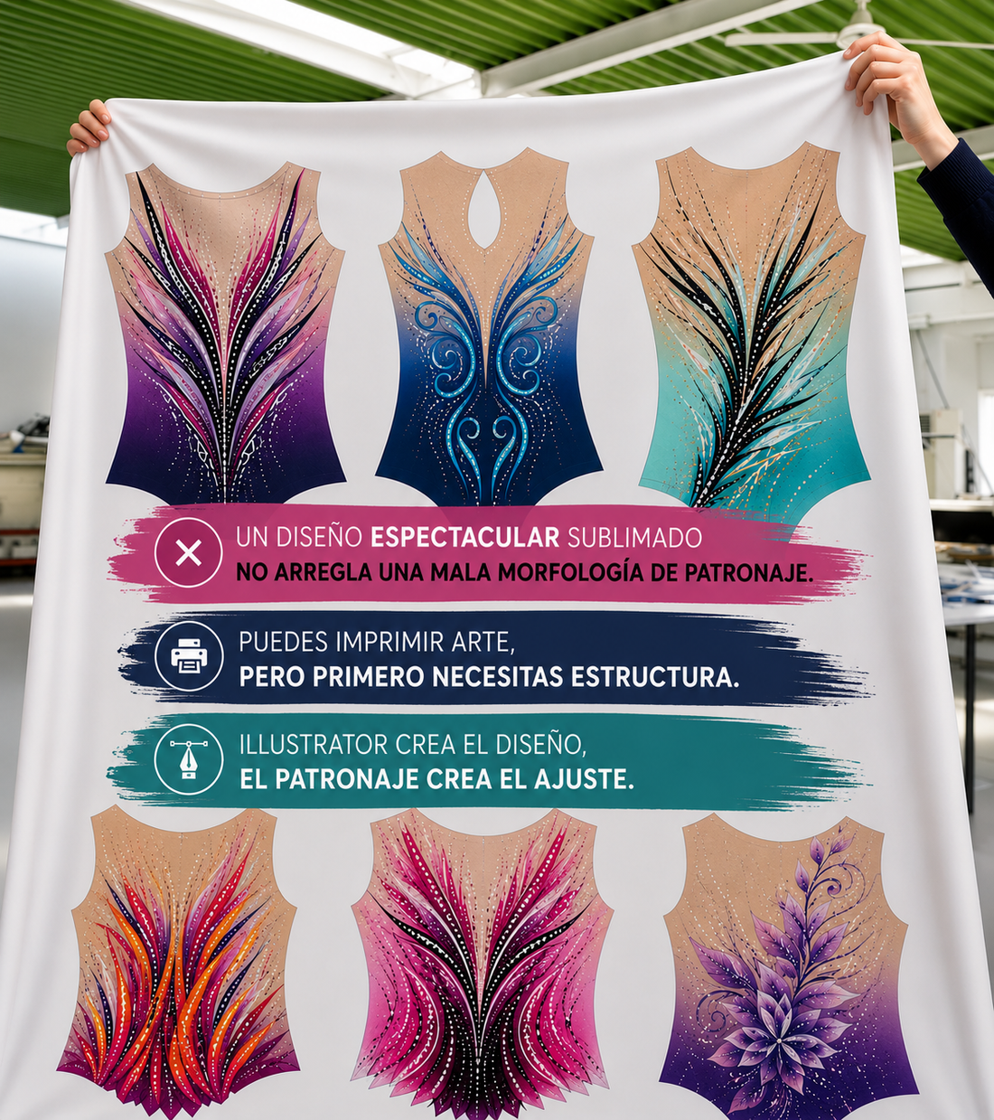 Maillots sublimados de gimnasia rítmica - patronaje base Tanitex