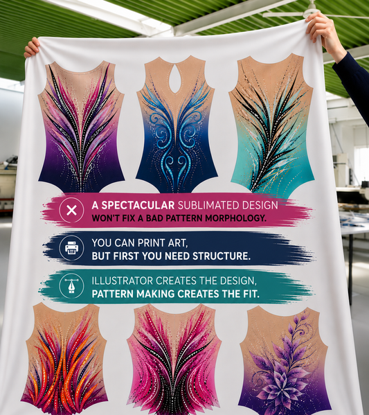 Sublimated rhythmic gymnastics leotards - Tanitex base pattern