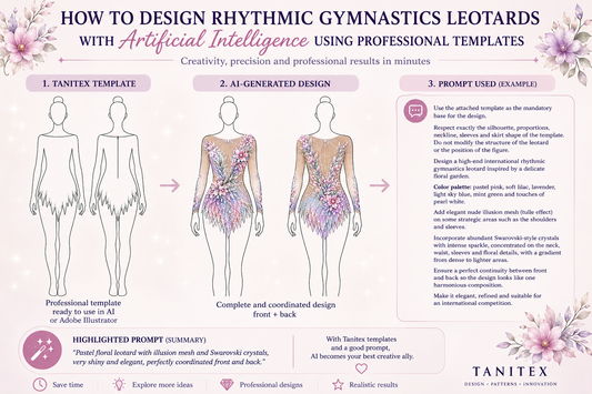 How to design rhythmic gymnastics leotards with AI using professional Tanitex templates