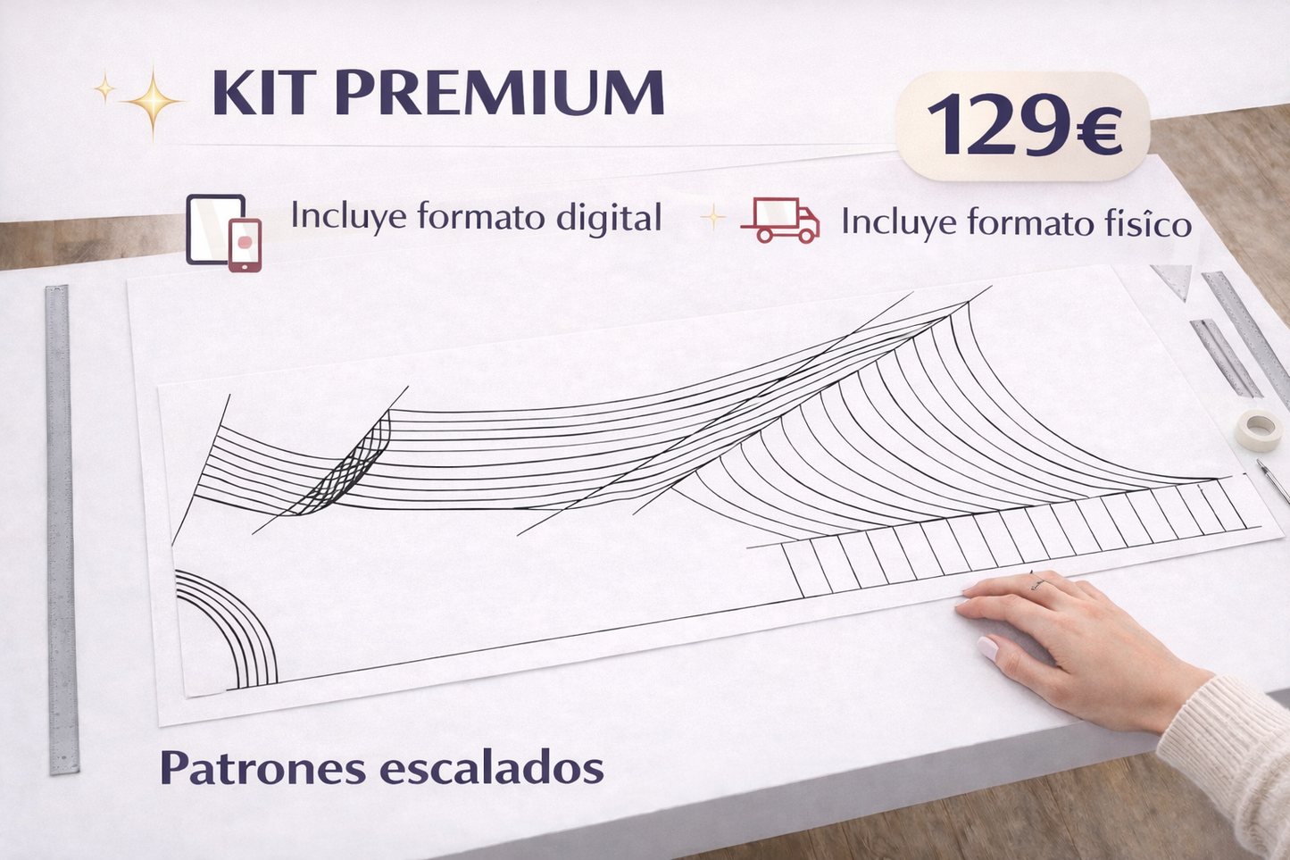Kit Premium de Patronaje base para Maillots de gimnasia rítmica : Formato Físico ( papel )+ Digital ( TISS y PDF )