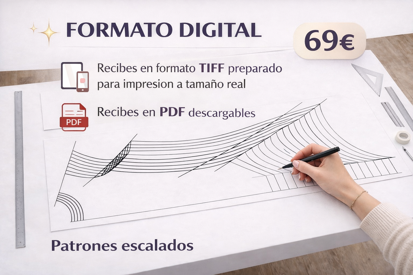 Kit Digital  (PDF/TIFF) - Patronaje Base maillot gimnasia rítmica