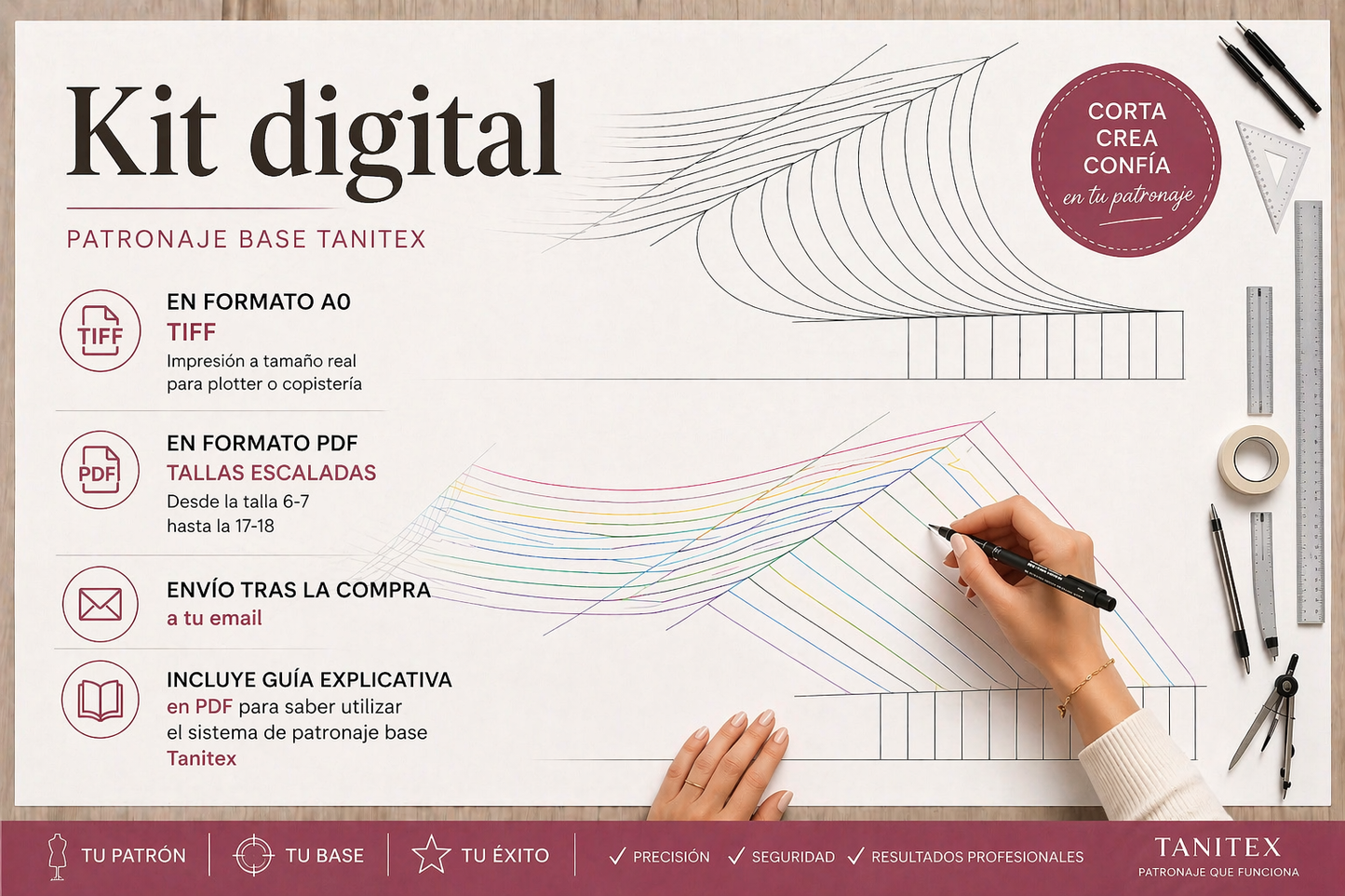 Kit Digital  (PDF/TIFF) - Patronaje Base maillot gimnasia rítmica