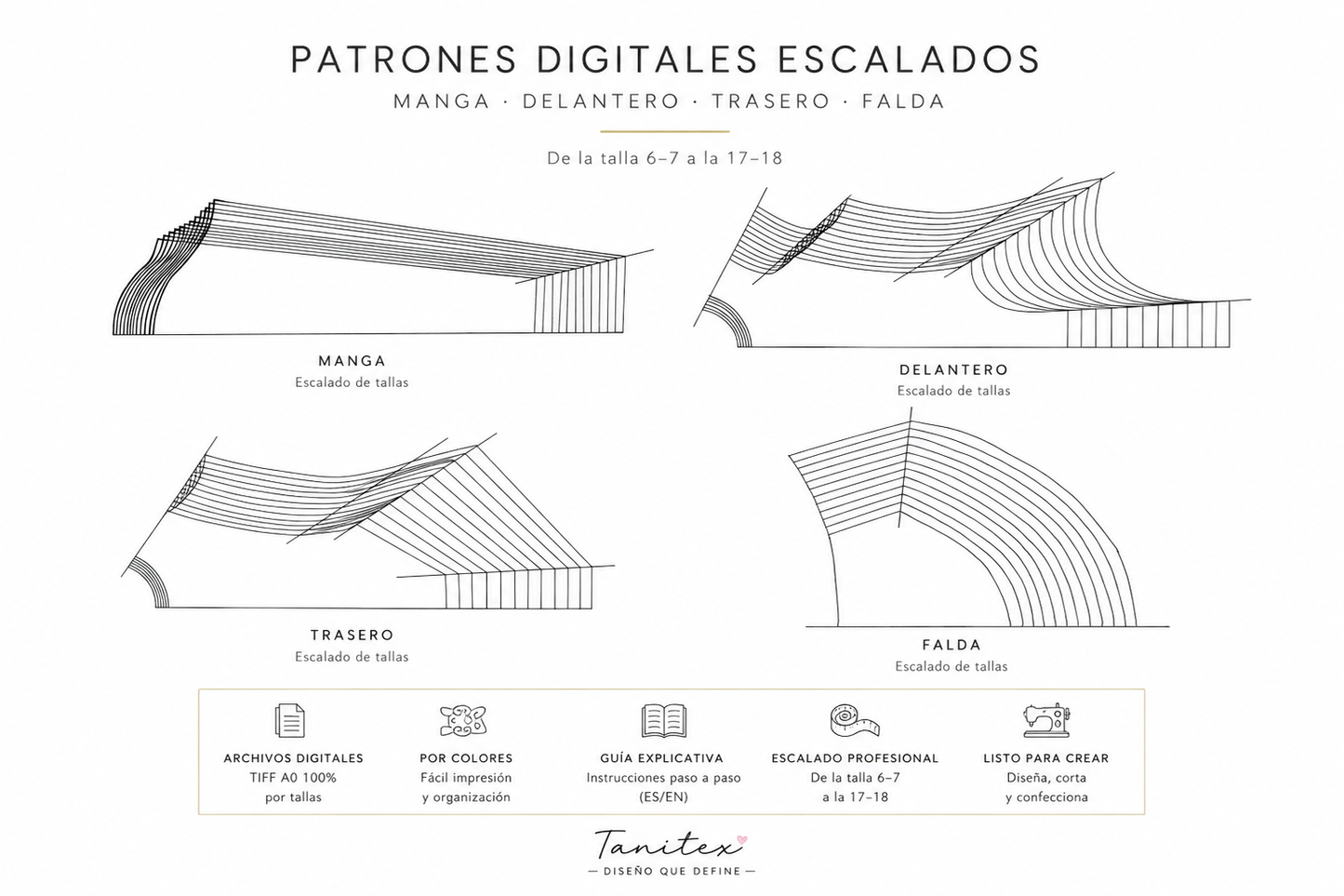 Kit Digital  (PDF/TIFF) - Patronaje Base maillot gimnasia rítmica
