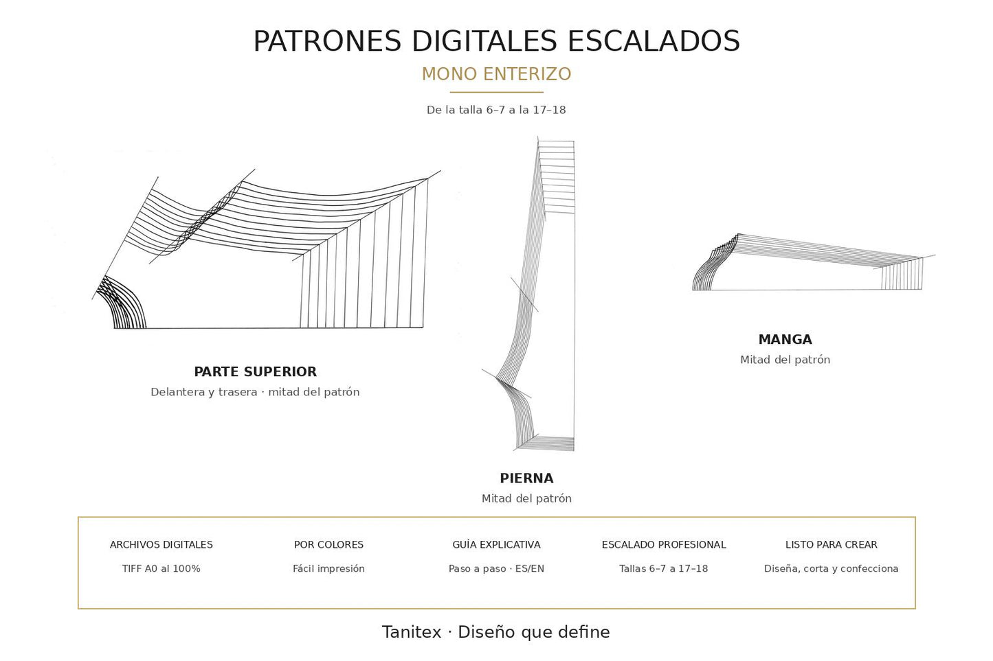 Kit Digital  (PDF/TIFF) - Patronaje Base maillot gimnasia rítmica